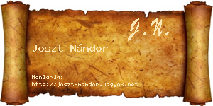 Joszt Nándor névjegykártya